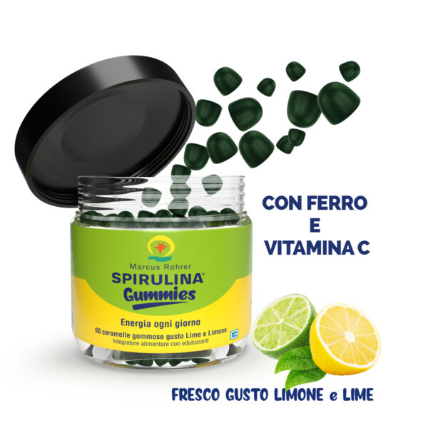 Marcus Rohrer Spirulina Gummies Energia ogni giorno con ferro e vitamina C - 60 gommose – gusto lime e limone Marcus Rohrer Spirulina Gummies Energia ogni giorno con ferro e vitamina C - 60 gommose – gusto lime e limone
